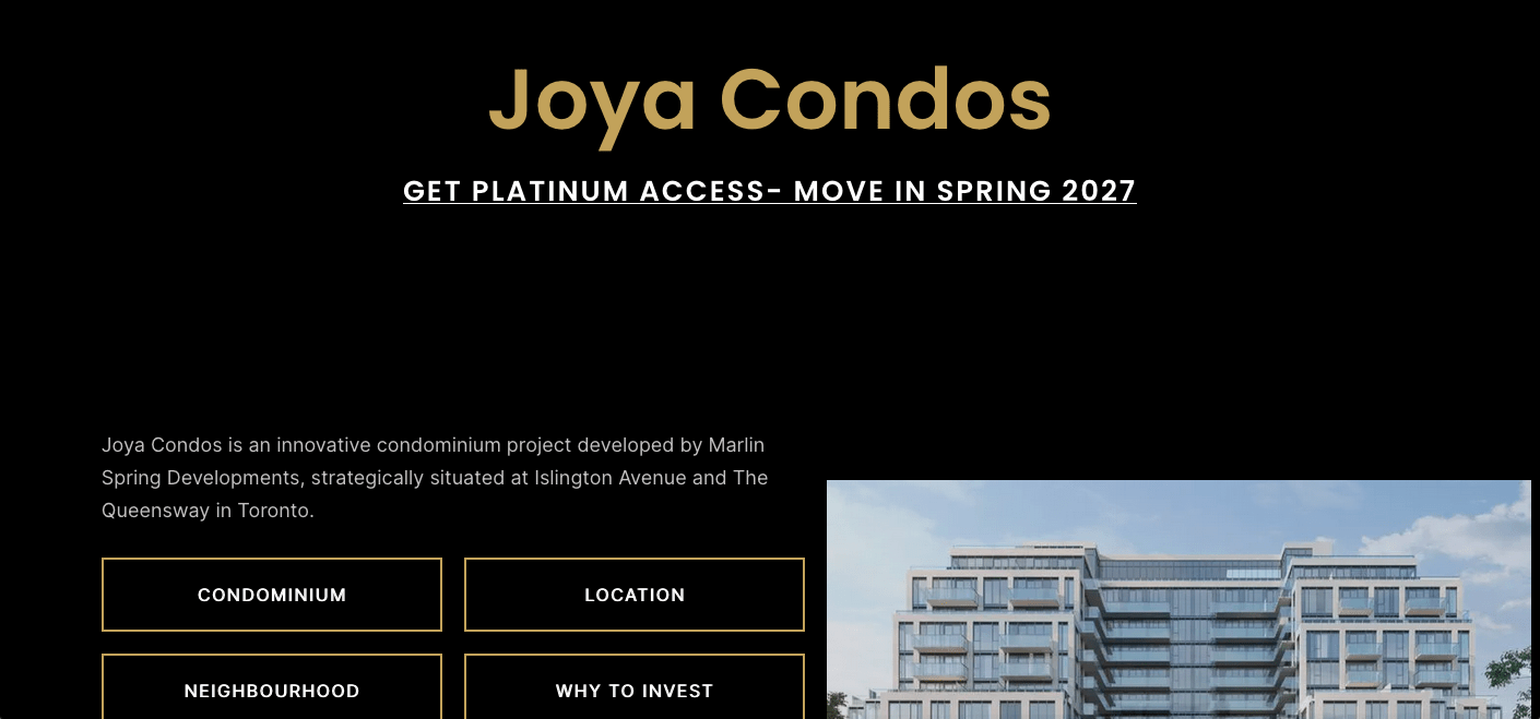 VIP Access to Joya Condos at Queensway, Toronto